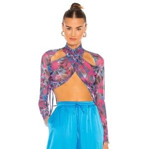 Kim Shui Overlap Top in Purple & Blue Size Medium